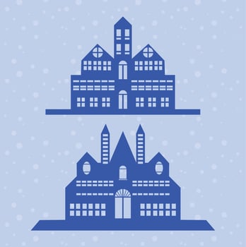 christmas house Silhouette, laser cut design vector