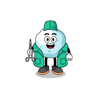 Illustration of snowball mascot as a surgeon vector