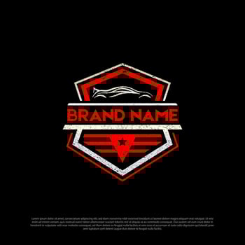 automotive logo shield premium vector, modification car logo design vector