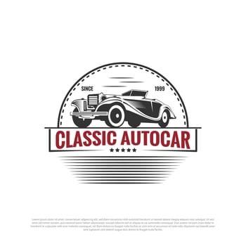 classic car logo design vector, vintage automotive car restoration and car club design vector