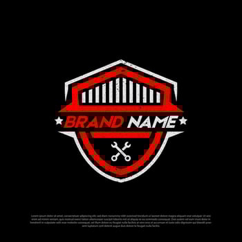 modern automotive logo shield, repair car logo badge design vector
