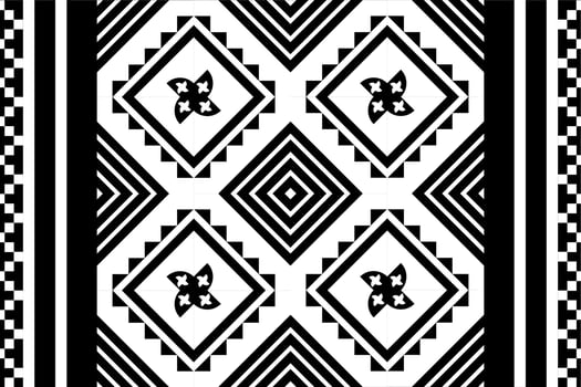 Black and white geometric ethnic seamless pattern design for wallpaper, background, fabric, curtain, carpet, clothing, and wrapping. vector
