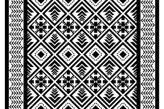 Black and white geometric ethnic seamless pattern design for wallpaper, background, fabric, curtain, carpet, clothing, and wrapping. vector