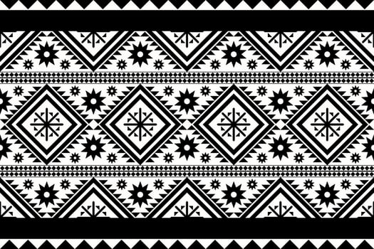 Black and white geometric ethnic seamless pattern designed for background, wallpaper, traditional clothing, carpet, curtain, and home decoration. vector