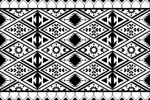 Black and white geometric ethnic seamless pattern designed for background, wallpaper, traditional clothing, carpet, curtain, and home decoration. vector