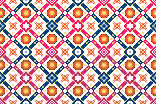 Colorful geometric ethnic seamless pattern designed for background, wallpaper, traditional clothing, carpet, curtain, and home decoration. vector
