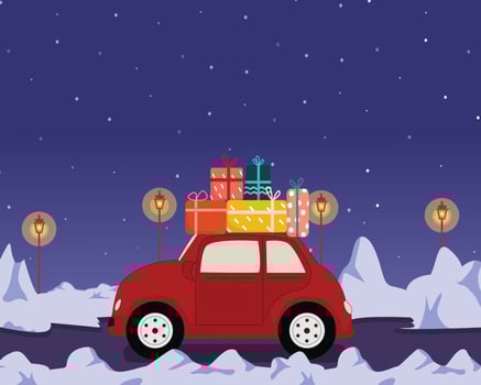 Kid Christmas poster design with the gift. vector