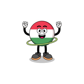 Character Illustration of hungary flag playing hula hoop vector