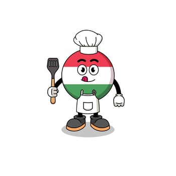 Mascot Illustration of hungary flag chef vector