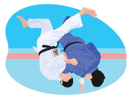 Judo karate fight illustration. vector
