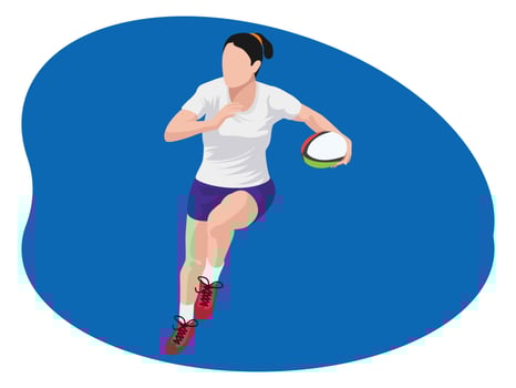 Female American footballer illustration. vector
