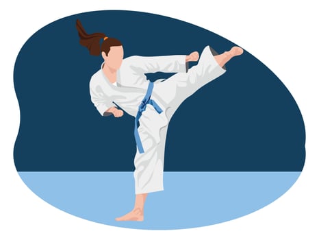 Female karate player beautiful illustration vector