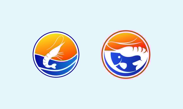 Fish and Shrimp style logo design vector. Fish and Shrimp Logo Design. Logo design for a fishing or sea food related company branding vector