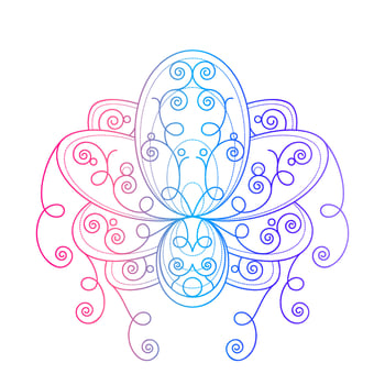 Lotus flower with geometric pattern vector linear illustration