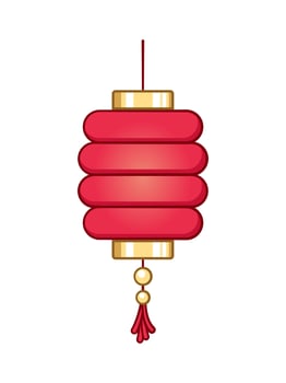 Chinese festival hanging lantern cartoon vector illustration. Traditional New year Asian red lamp.
