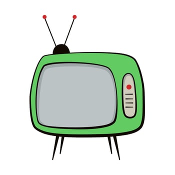 Vector cartoon illustration of retro television. Old tv box isolated on white background. Flat design of vintage home media electronics