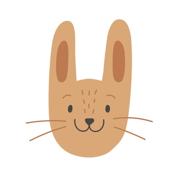 Vector brown rabbit, head of cute bunny for children