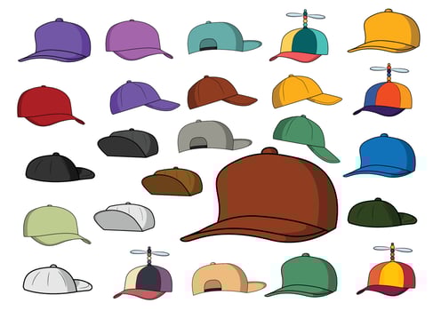 Baseball and Hip Hop Cap Fashion Hat Collection vector