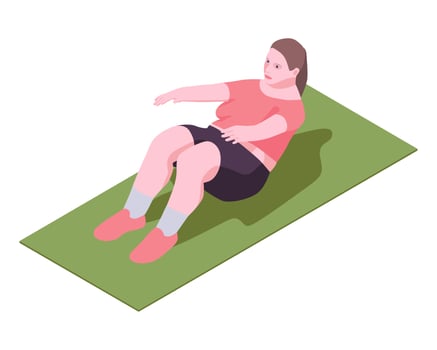 Woman is doing the exercise on the mat. vector