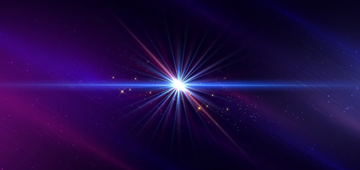 Abstract technology futuristic neon diagonal glowing blue and pink  light lines with speed motion blur effect on dark blue background. vector
