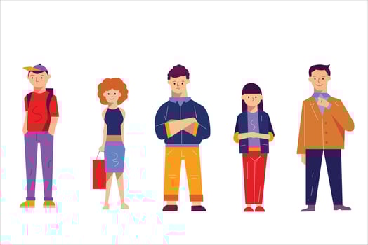 People Standing Flat Vector Style Performing Outdoor Activities