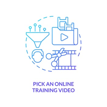 Pick online training video blue gradient concept icon. Film production. Creating educational video abstract idea thin line illustration. Isolated outline drawing. vector