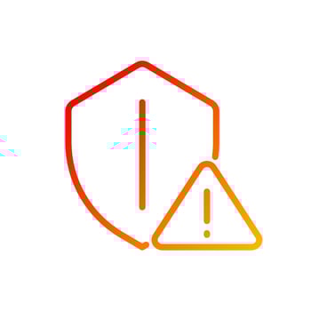 Safety warning pixel perfect gradient linear vector icon. Cybersecurity breach. Risk of computer virus. Security issue. Thin line color symbol. Modern style pictogram. Vector isolated outline drawing