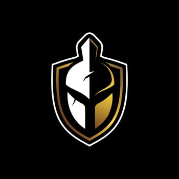 Simple logo luxury spartan helmet inside shield vector