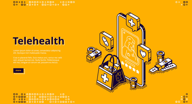 Medical online consultation, telehealth vector