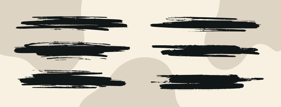 Hand drawn black texture brush stroke set. Vector Isolated Ink elements