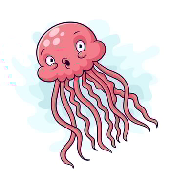 Cartoon funny jellyfish isolated on white background vector