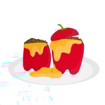 Rocoto relleno. Peruvian version of stuffed peppers. Traditional cuisine. Illustration in simple cartoon style isolated on white background vector