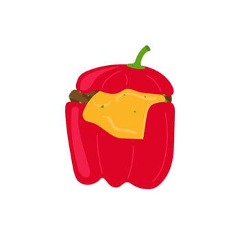 Rocoto relleno. Peruvian version of stuffed peppers. Traditional cuisine. Illustration in simple cartoon style isolated on white background vector