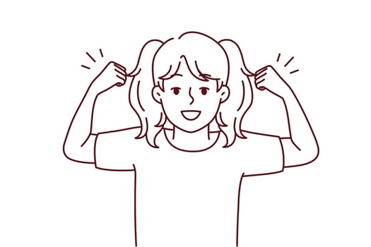 Small girl show muscles and strength vector
