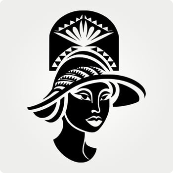 Portrait of a girl in a big fashionable hat. Tribal style design for embroidery, tattoos, t-shirts. vector