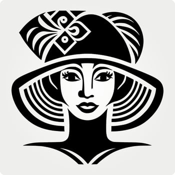 Portrait of a girl in a big fashionable hat. Tribal style design for embroidery, tattoos, t-shirts. vector
