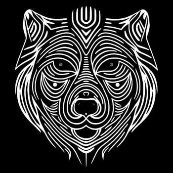 Vector portrait of angry wolf, coyote head. Ornate design for embroidery, tattoos, t-shirts, emblems.