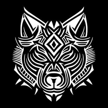 Vector portrait of angry wolf, coyote head. Ornate design for embroidery, tattoos, t-shirts, emblems.