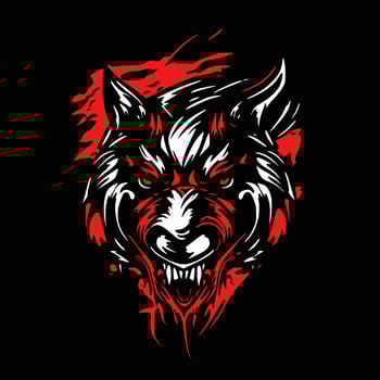 Angry, aggressive wolf, coyote head. Abstract design for embroidery, tattoos, t-shirts, emblems. vector