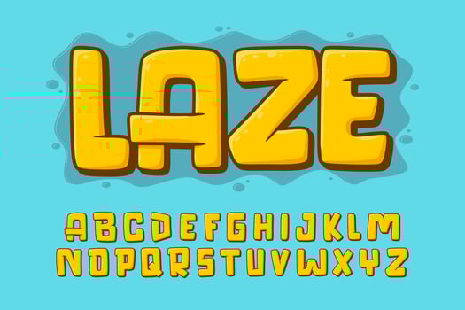 Alphabet Yellow Cute Simple text vector Letters