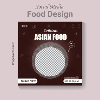 Social media post restaurant food banner template, modern vector fast food poster layout.