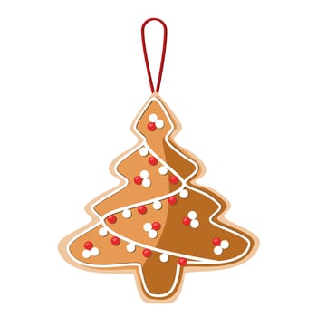 Gingerbread cookie Christmas tree with icing  decoration vector