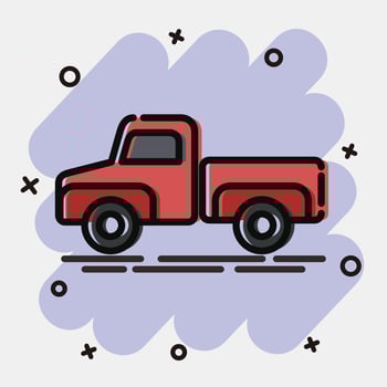 Icon pick up truck. Transportation elements. Icons in comic style. Good for prints, posters, logo, sign, advertisement, etc. vector