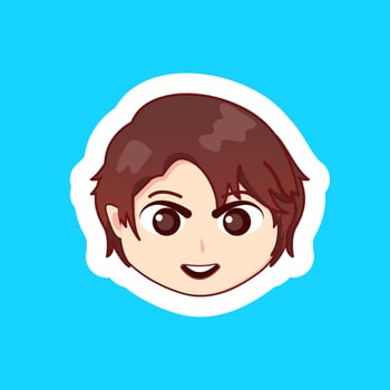 Cute illustration chibi anime cartoon boy happy smile face web sticker icon mascot logo twitch emote vector