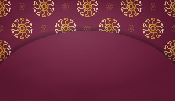 Burgundy banner with luxurious gold pattern for design under your text vector