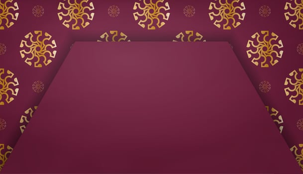 Burgundy banner with Greek gold ornaments and place for your text vector