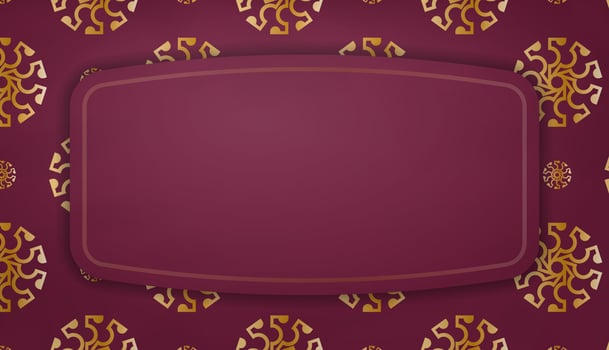 Baner of burgundy color with abstract gold ornament for design under the text vector