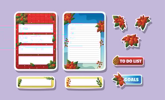 Poinsettias Themed Journaling Sticker vector