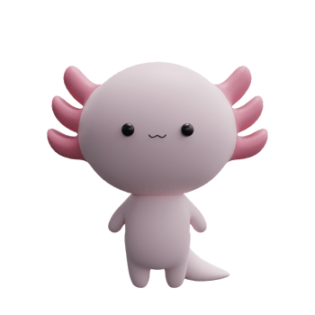 3d cute cartoon axolotl. 3d rendering. png