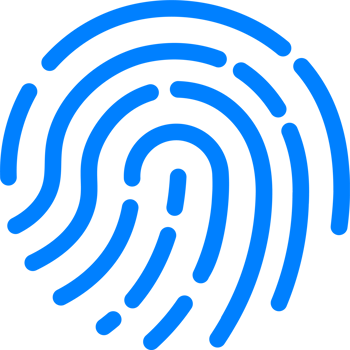 Touch id icon illustration in blue colors. Fingerprint sign for security interface. png